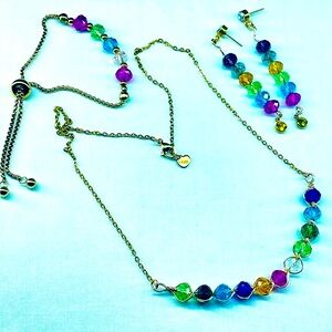 Multicolor Beaded Necklace, Bracelet and Earring Set
